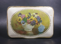 Vintage Gray and Dunn 'Pansies' Biscuits Cookie Tin w/ Floral Arrangement and Girl in Dress - Treasure Valley Antiques & Collectibles