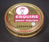 Vintage Knomark Esquire Boot Polish Cordovan 29¢ Round Golden Colored Tin - Treasure Valley Antiques & Collectibles