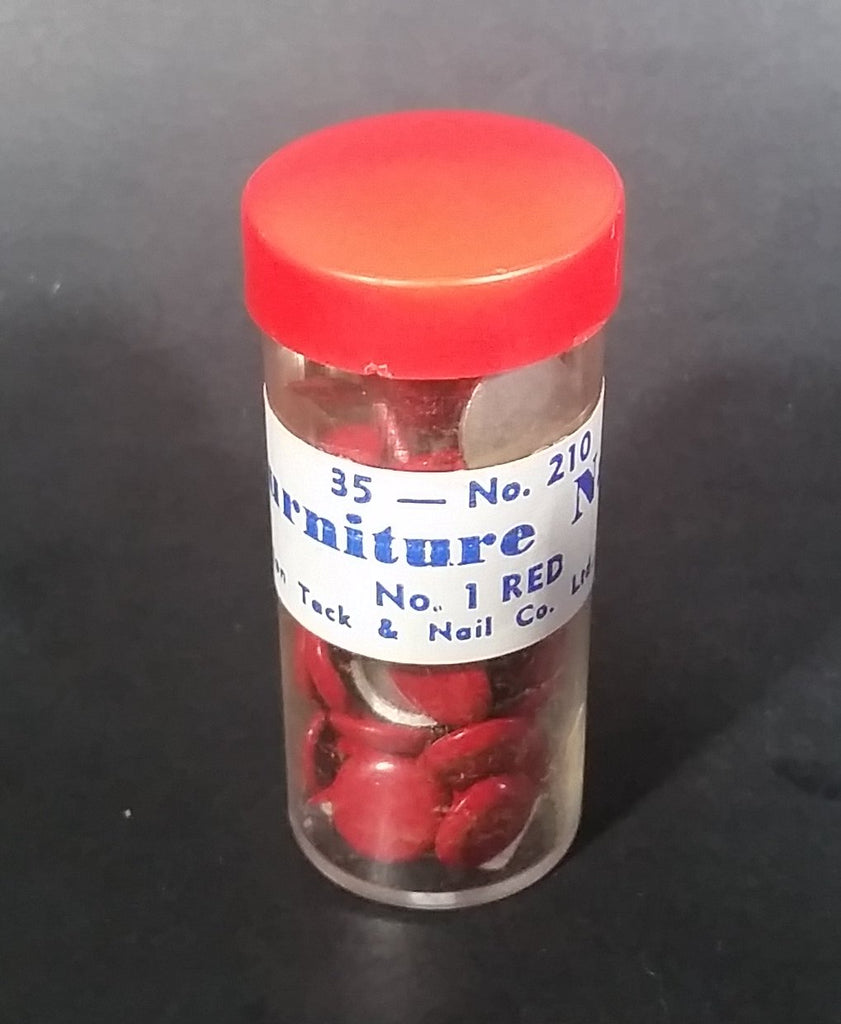 Vintage Red Furniture Nails from Dominion Tack and Nail Co. Ltd