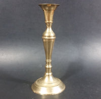 Vintage Solid Brass Three Part 7" Tall Thin Heavy Candle Holder - Made in India - Treasure Valley Antiques & Collectibles