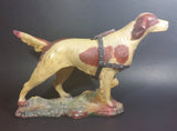 Antique 1940s Large Chalkware Hunting Hound Dog with Leather Harness - Signed - Treasure Valley Antiques & Collectibles