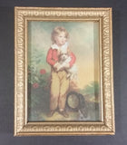 Vintage C. Bremont Painting 'French Boy with Dog' Small 3" x "4 Framed Print - Treasure Valley Antiques & Collectibles