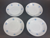 Set of 4 White with Blue Floral Flower Decor Tea Cup Saucers - Made in China - Treasure Valley Antiques & Collectibles