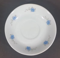 Set of 4 White with Blue Floral Flower Decor Tea Cup Saucers - Made in China - Treasure Valley Antiques & Collectibles