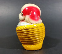 Vintage White Puppy Dog w/ Red Ears In a Yellow Basket Ceramic Pencil Sharpener - Treasure Valley Antiques & Collectibles