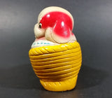 Vintage White Puppy Dog w/ Red Ears In a Yellow Basket Ceramic Pencil Sharpener - Treasure Valley Antiques & Collectibles