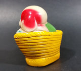 Vintage White Puppy Dog w/ Red Ears In a Yellow Basket Ceramic Pencil Sharpener - Treasure Valley Antiques & Collectibles