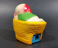 Vintage White Puppy Dog w/ Red Ears In a Yellow Basket Ceramic Pencil Sharpener - Treasure Valley Antiques & Collectibles