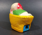 Vintage White Puppy Dog w/ Red Ears In a Yellow Basket Ceramic Pencil Sharpener - Treasure Valley Antiques & Collectibles