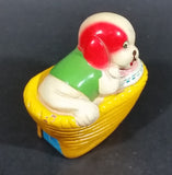 Vintage White Puppy Dog w/ Red Ears In a Yellow Basket Ceramic Pencil Sharpener - Treasure Valley Antiques & Collectibles