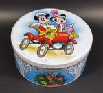 Rare Vintage Disney Mickey Mouse & Minnie Mouse in a Red Classic Car Round Tin Container