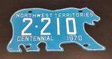 Super Rare 1970 Northwest Territories N.W.T. Centennial Blue Polar Bear Shaped Vehicle License Plate 2210 - Treasure Valley Antiques & Collectibles