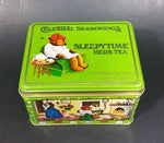 1982 Celestial Seasonings Sleepytime Herb Tea Empty Green Tin Container - Treasure Valley Antiques & Collectibles