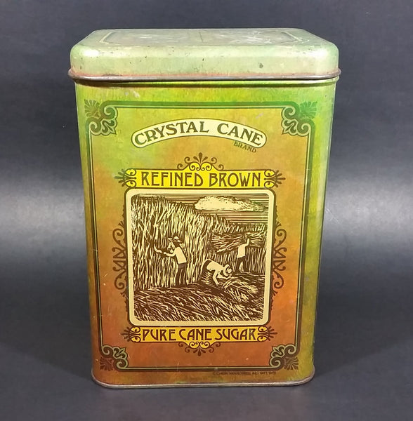 Vintage 1978 Crystal Cane Brand Refined Brown Pure Cane Sugar Large Tin Container - Cheinco - Treasure Valley Antiques & Collectibles
