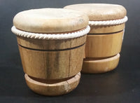 Vintage Wooden Cuban Drums with Hide Small Miniature Wood Burned Decorative Travel Souvenir Collectible - Treasure Valley Antiques & Collectibles