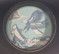 Rare Version Clarence A. Wells Port Simpson, B.C. Aboriginal Art Eagle Catching Jumping Salmon Deer Hide Rimmed Drum Print - Treasure Valley Antiques & Collectibles