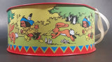Vintage 1984 LBZ German Made Yakari Comic Book Series Red Tin Drum Toy - Treasure Valley Antiques & Collectibles