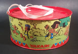 Vintage 1984 LBZ German Made Yakari Comic Book Series Red Tin Drum Toy - Treasure Valley Antiques & Collectibles