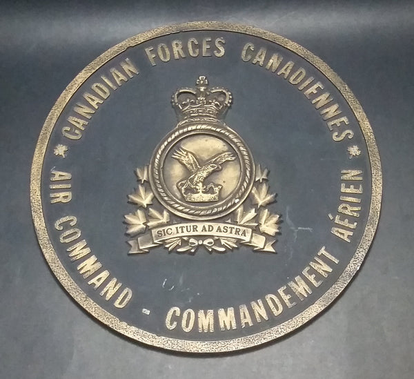 Vintage Canadian Forces Canadiennes Air Command Commandement Aérien Round Chalkware Military Plaque - Treasure Valley Antiques & Collectibles