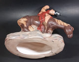 Vintage End of The Trail Ceramic Horse and Warrior Sculpture Statue Painted & Marked L.B. - Treasure Valley Antiques & Collectibles