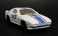 1988 Maisto Mazda RX-7 Turbo #33 White w/ Blue & Red Stripes Die Cast Toy Car Vehicle - Treasure Valley Antiques & Collectibles