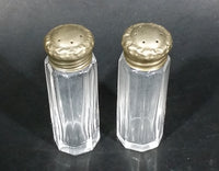 Vintage Glass Small Thin Silver Lidded Salt And Pepper Shakers - Treasure Valley Antiques & Collectibles