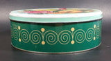 Vintage Round McVitie's Marigold Assorted Biscuits Floral Flowers Green Tin Container - Treasure Valley Antiques & Collectibles