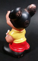Vintage Walt Disney Productions Mickey Mouse Cartoon Character Yellow and Red 5" Rubber Toy - Treasure Valley Antiques & Collectibles
