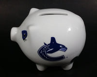 Vancouver Canucks NHL Ice Hockey White Ceramic Piggy Coin Bank - Official NHL Product - Treasure Valley Antiques & Collectibles