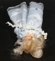 Vintage Gift World of Gorham Porcelain 6" Doll in Light blue Dress w/ Blonde Hair Hanging Ornament - Treasure Valley Antiques & Collectibles