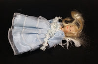 Vintage Gift World of Gorham Porcelain 6" Doll in Light blue Dress w/ Blonde Hair Hanging Ornament - Treasure Valley Antiques & Collectibles
