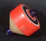 Vintage Orange Black and White Bullseye Solid Wood Spinning Top - Treasure Valley Antiques & Collectibles