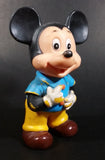 Vintage Walt Disney Productions 7" Mickey Mouse in Blue & Yellow Rubber Squeeze Toy Figure - Treasure Valley Antiques & Collectibles