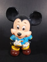Vintage Walt Disney Productions 7" Mickey Mouse in Blue & Yellow Rubber Squeeze Toy Figure - Treasure Valley Antiques & Collectibles