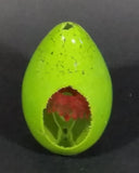 Vintage Green Egg Shaped Art Glass Paperweight w/ Red Flower Bouquet Inside - Treasure Valley Antiques & Collectibles