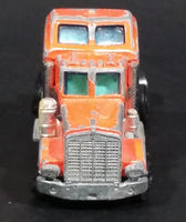 Vintage 1980s Yatming Kenworth Semi Tractor Truck Orange Die Cast Toy Car Vehicle - Treasure Valley Antiques & Collectibles