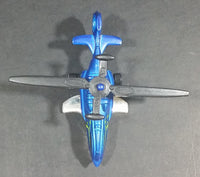 2013 Hot Wheels Stunt Circuit Sky Knife Satin Blue Die Cast Toy Helicopter - Treasure Valley Antiques & Collectibles