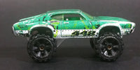 2010 Hot Wheels Attack Pack Olds 442 Metalflake Green Die Cast Lifted Toy Muscle Car Vehicle