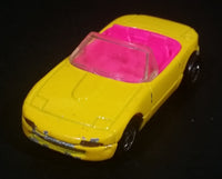 1992 Hot Wheels Mazda MX-5 Miata Convertible Yellow & Pink Die Cast Toy Sports Car Vehicle