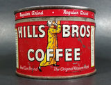 Vintage c. 1952 Hills Bros Coffee 1/2 Lb. Empty Red Round Tin Can with Lid - San Francisco - Treasure Valley Antiques & Collectibles