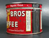 Vintage c. 1952 Hills Bros Coffee 1/2 Lb. Empty Red Round Tin Can with Lid - San Francisco - Treasure Valley Antiques & Collectibles