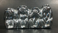 Four Wise Monkeys See No Evil Hear No Evil Speak No Evil Have No Fun Metal Sculpture - Nickel? - Treasure Valley Antiques & Collectibles