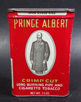 Vintage Prince Albert Crimp Cut Long Burning Pipe And Cigarette Red Hinged 1 1/2 Oz. Tobacco Tin - Treasure Valley Antiques & Collectibles