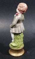 Set of Courting Colonial Girl in Pink Dress and Boy Offering Grapes 5" Ceramic Figurines - Treasure Valley Antiques & Collectibles
