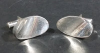 Vintage Oval Curved Modernist Sterling Silver Cufflinks - Made in Mexico - Treasure Valley Antiques & Collectibles
