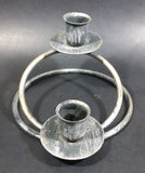Vintage Round Metal Ringed Two Tiered Double Candle Holder - Treasure Valley Antiques & Collectibles