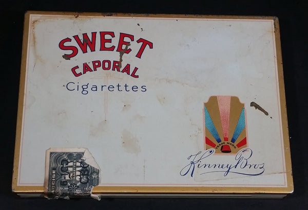 Vintage Kinney Bros. Sweet Caporal Cigarettes Light Blue Hinged Smokes Tin Collectible - Treasure Valley Antiques & Collectibles