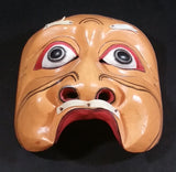 Vintage Wood Carved Face Mask with White Hair Eyebrows and Mustache (Some hair missing) - Treasure Valley Antiques & Collectibles