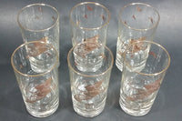 Set of 6 Vintage Libbey Canada Goose Geese Golden Rimmed 5" Drinking Tumbler Glasses - Treasure Valley Antiques & Collectibles