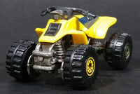 1988 Hot Wheels Suzuki Quadracer Yellow Die Cast ATV Toy Vehicle - Error Rear Wheels are Black Construction Tires - Treasure Valley Antiques & Collectibles